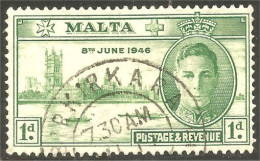 XW01-1437 Malta George VI 1d Vert Green Parlement Bateau Ship - Ships