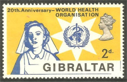 XW01-1389 Gibraltar Health Organisation Santé WHO OMS Infirmière Nurse No Gum - Medizin