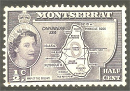 XW01-1375 Montserrat Map Colony Island Carte De L'ile No Gum Insel Karte No Gum - Geografía