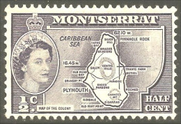 XW01-1374 Montserrat Map Colony Island Carte De L'ile No Gum Insel Karte No Gum - Islands