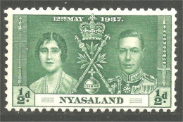 XW01-1323 Nyasaland 1937 Couronnement Coronation MH * Neuf - Familias Reales
