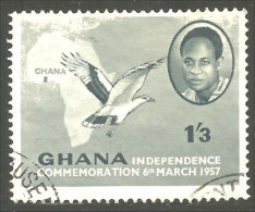 XW01-1312 Ghana 1sh 3d Indépendence Independence Oiseau Bird Uccello Vogel Mouette Gull Mowe - Ghana (1957-...)