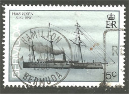 XW01-1147 Bermuda Bateau Vapeur Voilier HMS VIXEN Sailing Ship Segelschiff Steamboat HAMILTON Postmark - Barche