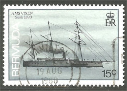 XW01-1146 Bermuda Bateau Vapeur Voilier HMS VIXEN Sailing Ship Segelschiff Steamboat HAMILTON Postmark - Bateaux