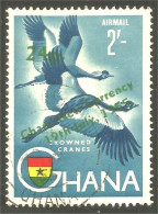 XW01-1124 Ghana Crowned Cranes Grues Couronnées Surcharge New Currency - Kraanvogels En Kraanvogelachtigen