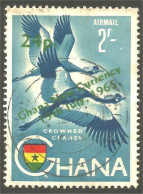 XW01-1125 Ghana Crowned Cranes Grues Couronnées Surcharge New Currency - Andere & Zonder Classificatie