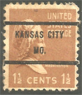 XW01-1060 USA Martha Washington 1 1/2 C Brown Precancel KANSAS CITY / MO No Gum - Precancels