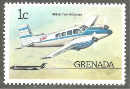 XW01-1777 Grenada Avion Airplane Flugzeug Aereo Beech Twin Bonanza MNH ** Neuf SC - Airplanes