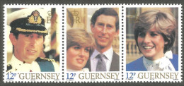 XW01-1621 Guernsey Prince Charles Lady Di Princess Diana Se-tenant MNH ** Neuf SC - Königshäuser, Adel