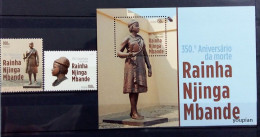 Angola 2013, 350th Death Anniversary Of Queen Nzinga From Ndongo And Maramba, MNH S/S And Stamps Set - Angola