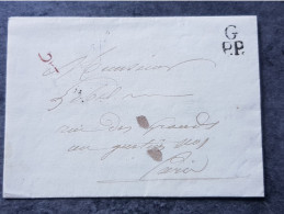 1819 Marque Postale En G.P.P  Voir Cachet Au Dos G.5 Lac Pour Paris - 1801-1848: Précurseurs XIX