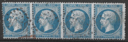 Lot N°112 N°22,Oblitéré Bande De 4 GC 2656 NICE (87), Indice 1 ( Trait Rouge En Bas Gauche ) - 1862 Napoleon III