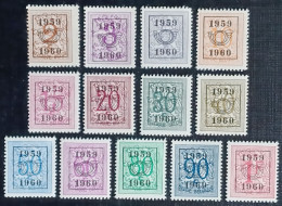 Belgie 1959/60 Obp.nrs.PRE 686/698 Cijfer Op Heraldieke Leeuw - Type E - Reeks 52 - Sobreimpresos 1951-80 (Chifras Sobre El Leon)