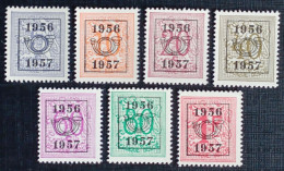 Belgie 1956/57 Obp.nrs.PRE 659/665 Cijfer Op Heraldieke Leeuw - Type E - Reeks 49 - Tipo 1951-80 (Cifra Su Leone)