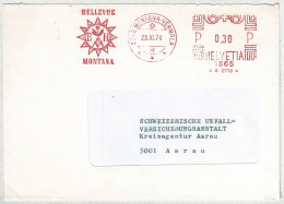 Schweiz / Helvetia 1974, Brief Freistempel / EMA / Meterstamp Bellevue Montana-Vermala - Aarau, Heilstätte - Sonstige & Ohne Zuordnung