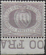 1894 San Marino Stemma 20c. Lilla Bf MNH Sassone N. 29 - Andere & Zonder Classificatie