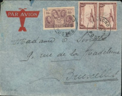 BELGIAN CONGO LETTRE PAR AVION DE MANONO 28.10.37 VERS BRUXELLES - Lettres & Documents