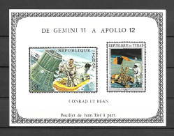 Chad 1970 Space - Gemini 11 -  Apollo 12 IMPERFORATE MS MNH - Tchad (1960-...)