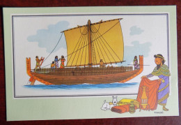 Chromo Tintin Voir Et Savoir " Marine Collection A Série 1 " Navire De Commerce Phénicien ( Type Gaoul ) - Sammelbilder
