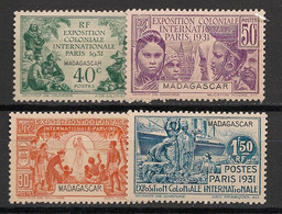 MADAGASCAR - 1931 - N°YT. 179 à 182 - Exposition Coloniale - Série Complète - Neuf * / MH VF - Unused Stamps