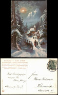 Winter-Ansichtskarte Schnee Eis Stimmungsbild Bei Nacht Künstlerkarte 1907 - Sin Clasificación