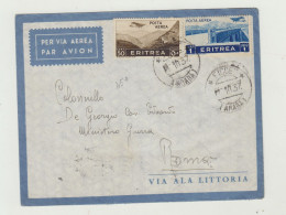 BUSTA SENZA  LETTERA - VIA ALA LITTORIA - ANNULLO FICCE - AMARA DEL 1937 VERSO ROMA WW2 - ERITREA A.O.I. - Marcofilie (Luchtvaart)