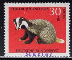 GERMANY(1968) Badger. MUSTER (specimen) Overprint. Scott No B432. - Sonstige & Ohne Zuordnung