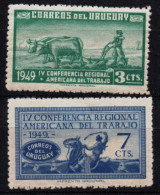 Uruguay #579-80 Regional American Conference Labor Plowing Cattle Herder MLH - Uruguay