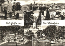 72220602 Bad Woerishofen Kurhaus Ortsblick Mit Kirchen Wassertretplatz Kurpark W - Bad Wörishofen