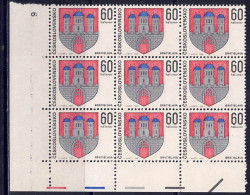 CSSR 1968 - Stadtwappen, Nr. 1820 Im 9er-Block, Postfrisch ** / MNH - Nuevos