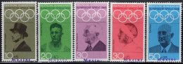 GERMANY(1968) German Olympic Medalists. Set Of 5 With MUSTER (specimen) Overprint. Scott No 986,B438-41. - Other & Unclassified