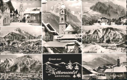 72220504 Mittenwald Karwendel Tirol Obermarkt Dorfkirche Hoher Kranzberg Wetters - Autres & Non Classés