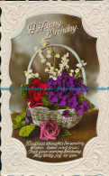 R109242 Greeting Postcard. A Happy Birthday. Flowers In Basket. RP - Monde