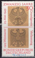 GERMANY(1969) Heraldic Eagles. MUSTER (specimen) Overprint. German Basic Law. Scott No 998. - Other & Unclassified