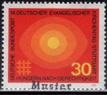 GERMANY(1969) Hungry For Justice. MUSTER (specimen) Overprint. Meeting Of German Protestants. Scott No 1004. - Autres & Non Classés