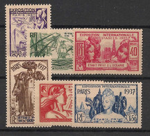 OCEANIE - 1937 - N°YT. 121 à 126 - Exposition Internationale - Série Complète - Neuf * / MH VF - Unused Stamps