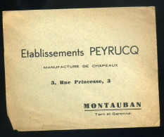 Enveloppe Ets Peyrucq Manufacture De Chapeaux 82 Montauban - Textile & Clothing