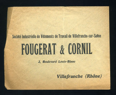 Enveloppe Fougerat Et Cornil Vêtement De Travail 69 Villefranche Sur Saône - Textile & Clothing