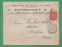 82 Montauban Bayrounat Manufacture De Chapeaux De Paille 22 06 1928 ( Enveloppe à Entête ) - Textilos & Vestidos