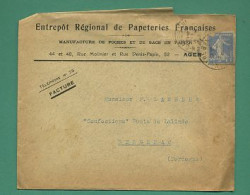 47 Agen Papeterie Française Manufacture De Sacs En Papier 1929 Adressée à Bergerac - Textile & Vestimentaire