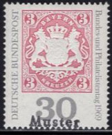 GERMANY(1969) Old Bavarian Stamp. MUSTER (specimen) Overprint. Scott No 1008. - Autres & Non Classés