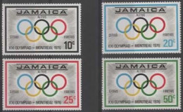 JAMAICA :1976: Y.418-21 : ## Olympics MONTRÉAL 1976 ##.  @§@ Anneaux Olympiques – Olympic Rings @§@ . - Summer 1976: Montreal