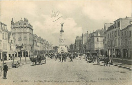 51 - Reims - La Place Drouet D'Erlon Et La Fontaine Subé - Animée - Oblitération Ronde De 1913 - CPA - Voir Scans Recto- - Reims