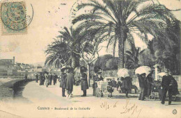 06 - Cannes - Boulevard De La Croisette - Animée - CPA - Oblitération Ronde De 1906 - Etat Pli Visible - Voir Scans Rect - Cannes