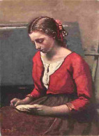 Art - Peinture - Corot - Jeune Fille Lisant Au Corsage Rouge - CPM - Voir Scans Recto-Verso - Schilderijen