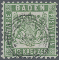 Baden - Marken Und Briefe: 1862, 18 Kr. Grün, NS 8, Oben Rechts Repariert, Sign. - Autres & Non Classés
