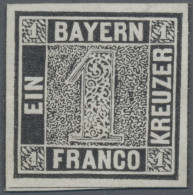 Bayern - Marken Und Briefe: 1849, 1 Kr. Tiefschwarz, PROBEDRUCK Auf Weichem, Wei - Other & Unclassified