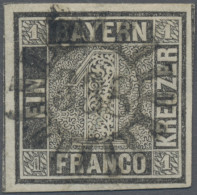 Bayern - Marken Und Briefe: 1849, 1 Kr. Grauschwarz, Platte 2, Breitrandiges Kab - Autres & Non Classés