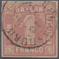 Bayern - Marken Und Briefe: 1862, 1 Kr. Lilarosa Auf Weiß, Platte 2 Mit Spitzen - Autres & Non Classés