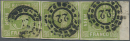 Bayern - Marken Und Briefe: 1850, 9 Kr Gelbgrün, Type III, Waagerechter Dreierst - Sonstige & Ohne Zuordnung